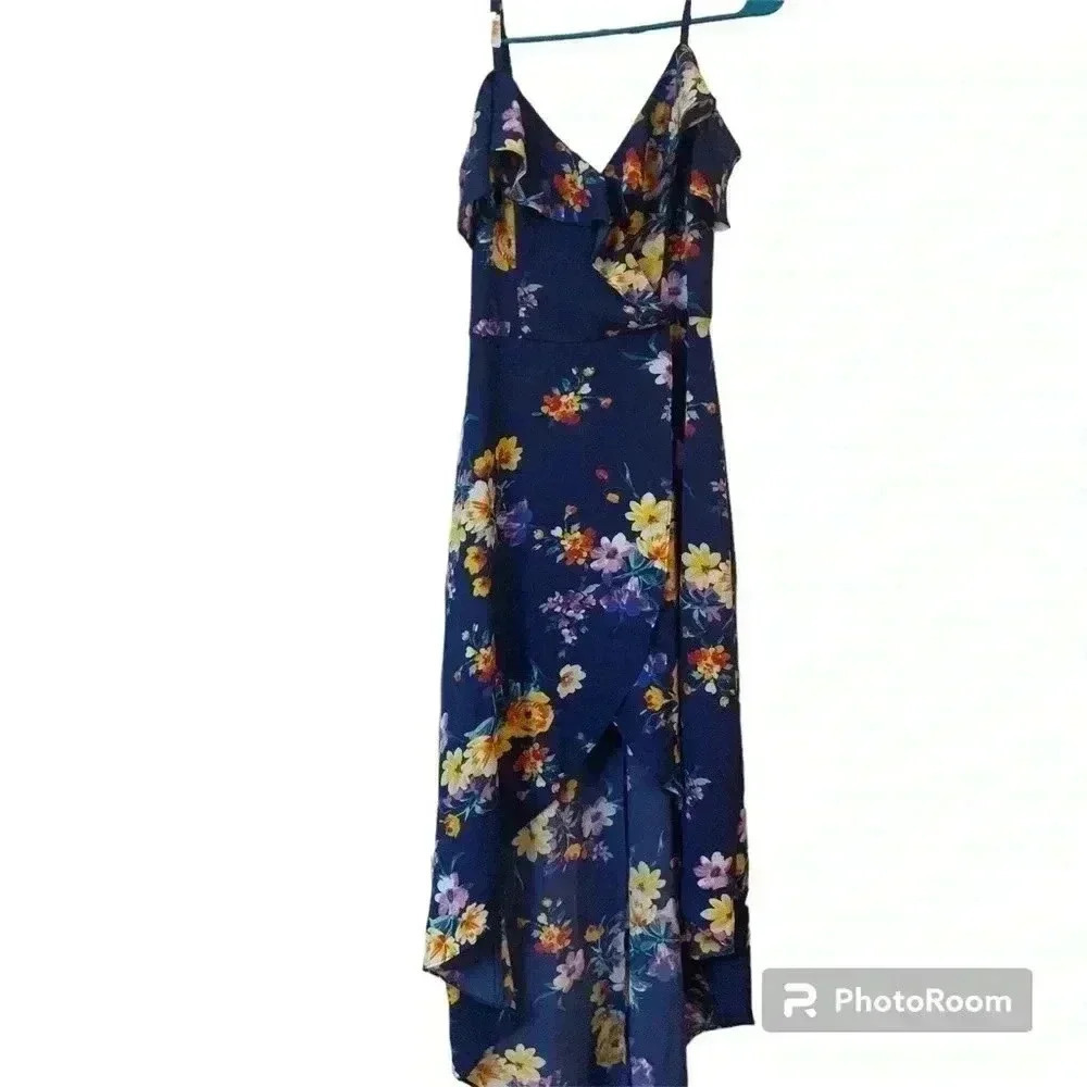 By&By Hi-Low Dress Size 5 floral print blue multi colored dress